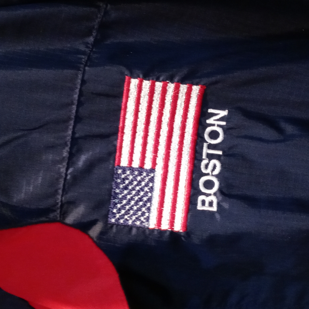 LA LOVING 2XL Blue BostonAmerican Flag Wind Breaker